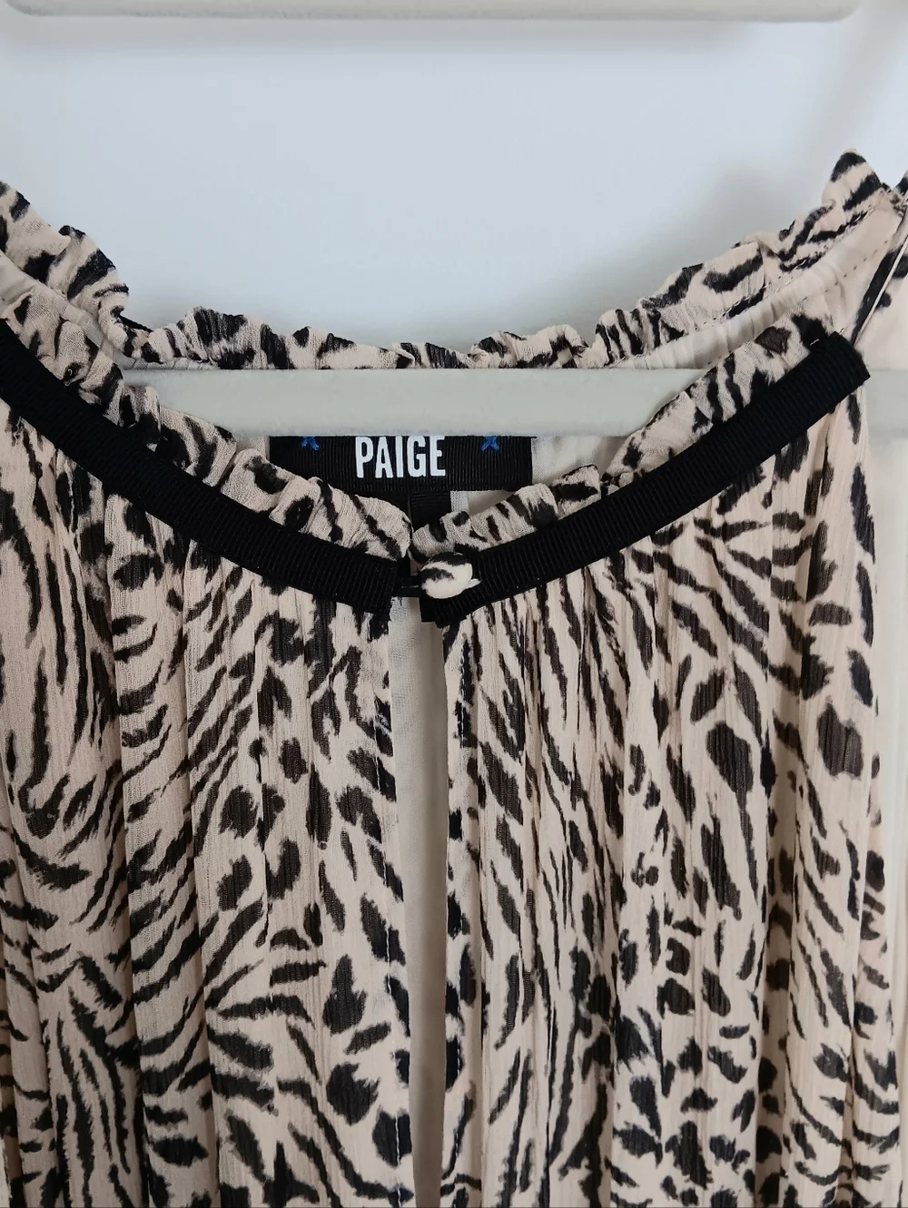 PAIGE Esmerelda 100% Silk Animal-Print Maxi Dress Halter Elastic Waist Flowy Hem - Picture 8 of 12